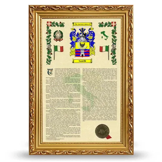 Santilli Armorial History Framed - Gold