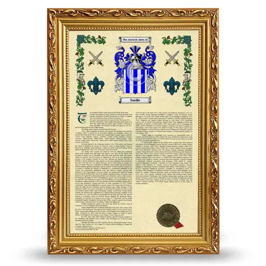 Sardis Armorial History Framed - Gold