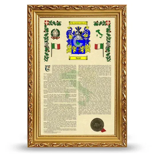 Sarni Armorial History Framed - Gold