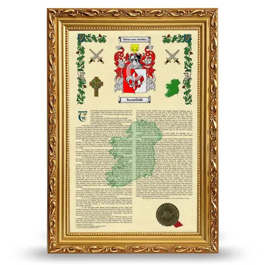 Sarsefield Armorial History Framed - Gold