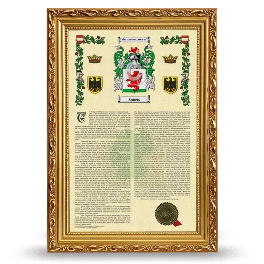 Sauers Armorial History Framed - Gold