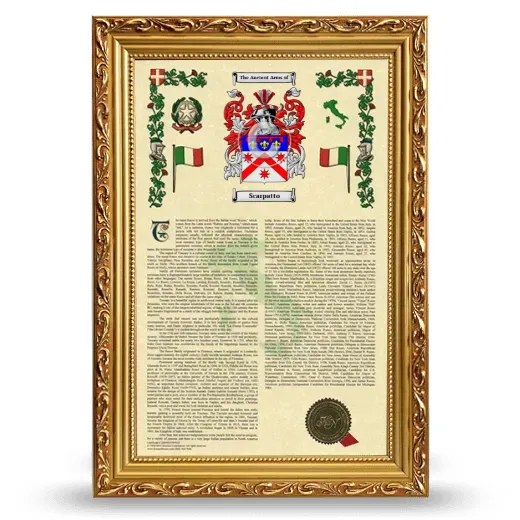 Scarpatto Armorial History Framed - Gold