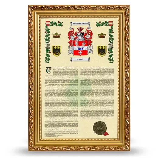 Schell Armorial History Framed - Gold