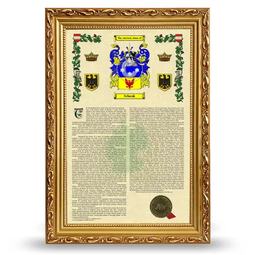 Schenk Armorial History Framed - Gold