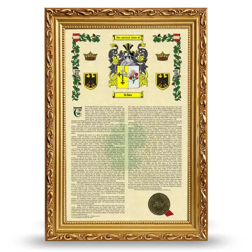 Scher Armorial History Framed - Gold