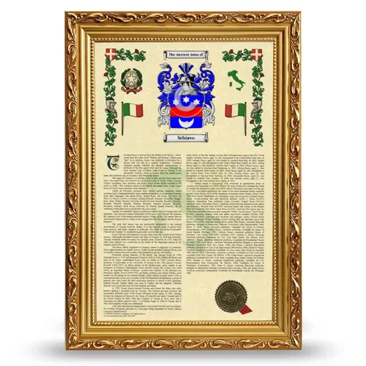 Schiavo Armorial History Framed - Gold