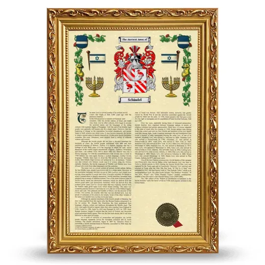 Schindel Armorial History Framed - Gold