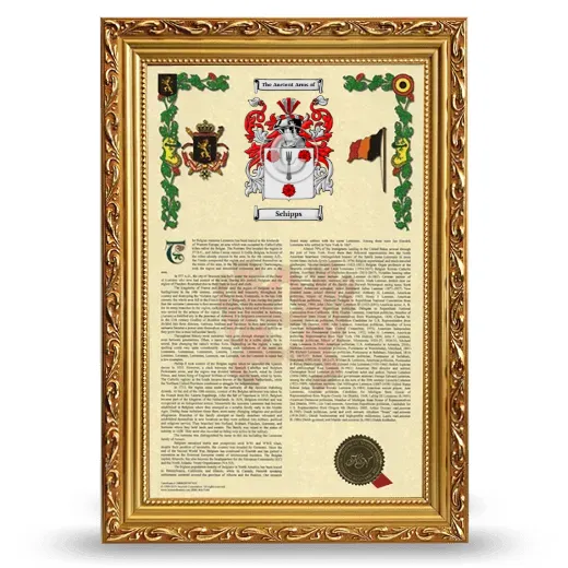 Schipps Armorial History Framed - Gold