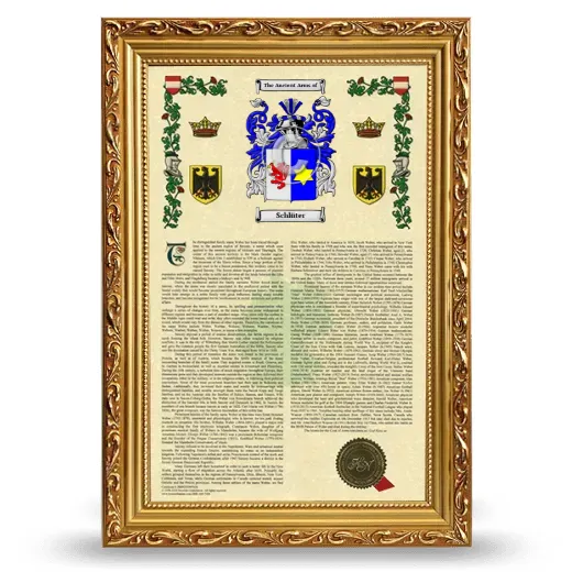 Schlüter Armorial History Framed - Gold