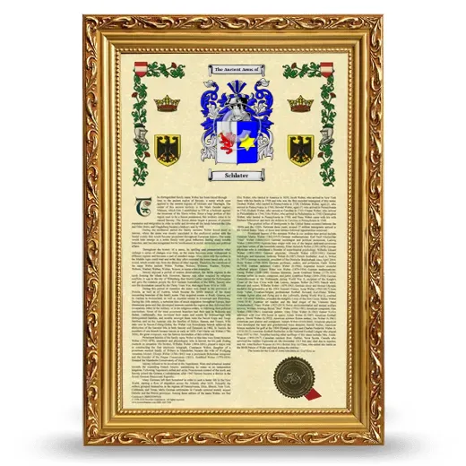 Schlater Armorial History Framed - Gold