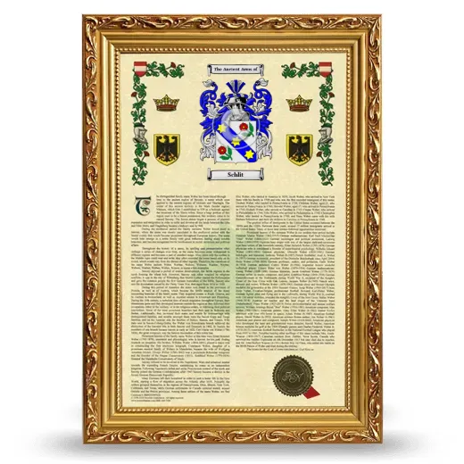 Schlit Armorial History Framed - Gold