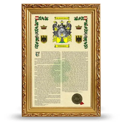 Schlossman Armorial History Framed - Gold