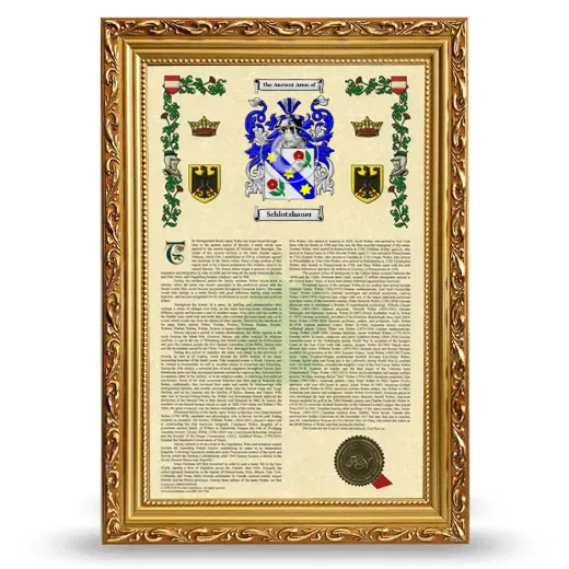Schlotzhauer Armorial History Framed - Gold