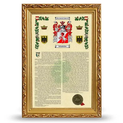 Schnetzler Armorial History Framed - Gold