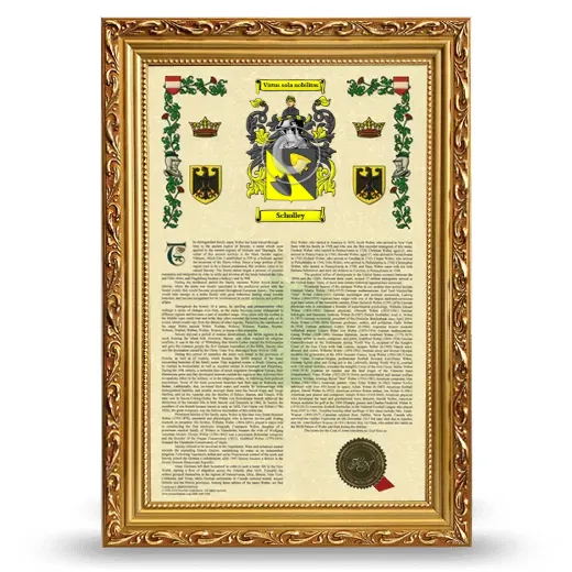 Scholley Armorial History Framed - Gold