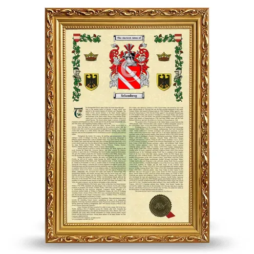 Schonberg Armorial History Framed - Gold