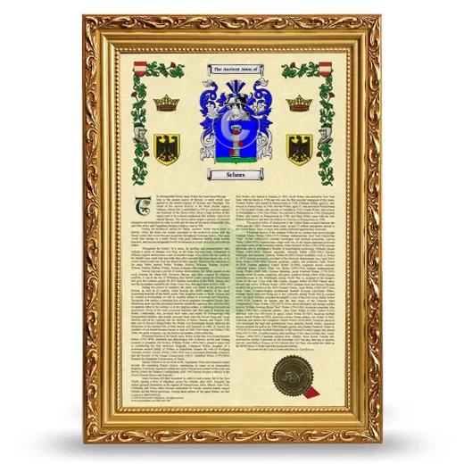 Schors Armorial History Framed - Gold