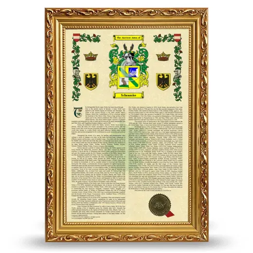 Schramke Armorial History Framed - Gold