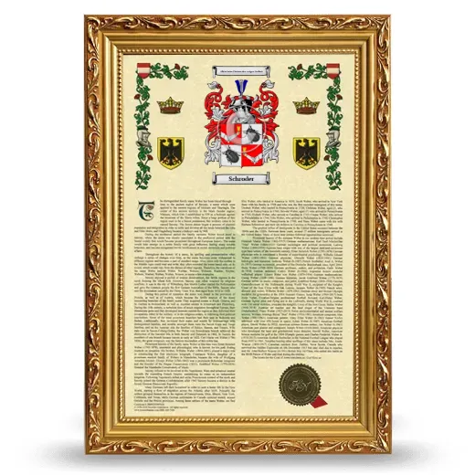 Schroder Armorial History Framed - Gold
