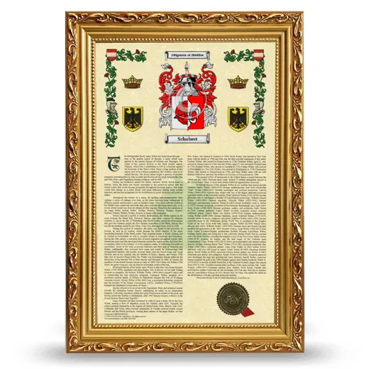 Schubert Armorial History Framed - Gold
