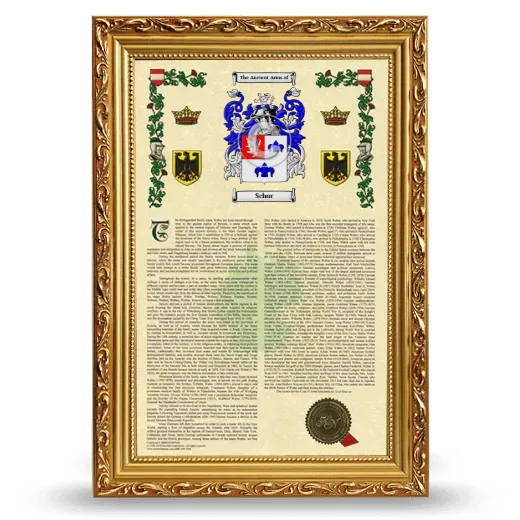 Schur Armorial History Framed - Gold