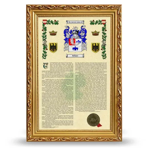 Schurr Armorial History Framed - Gold