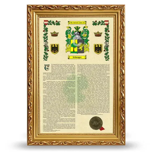 Schwager Armorial History Framed - Gold