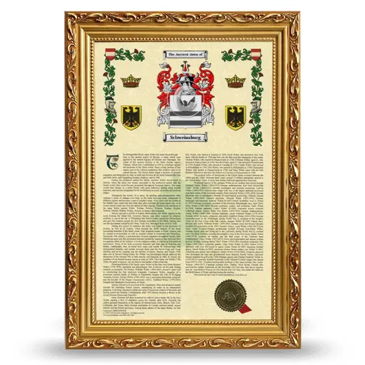 Schweinsburg Armorial History Framed - Gold