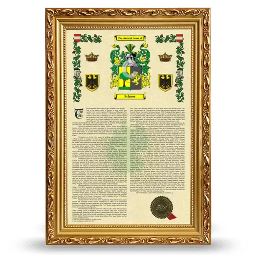 Schwer Armorial History Framed - Gold
