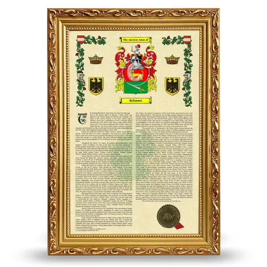 Schwert Armorial History Framed - Gold