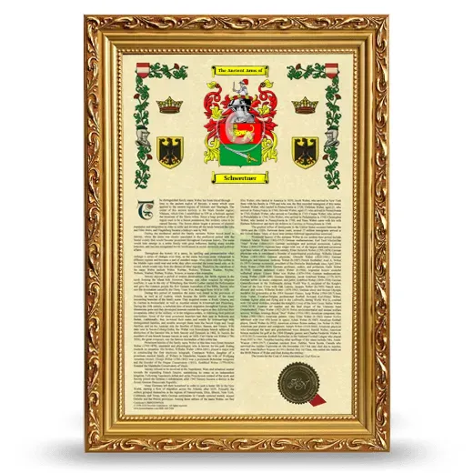 Schwertner Armorial History Framed - Gold