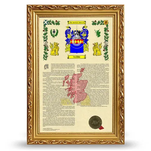 Scobbie Armorial History Framed - Gold