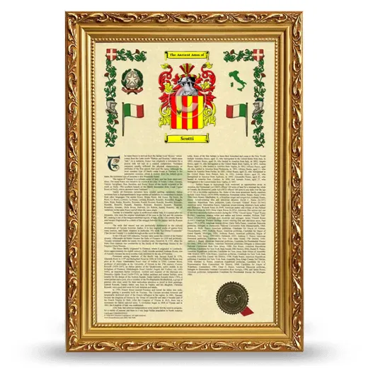 Scotti Armorial History Framed - Gold