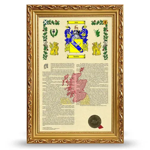 Scotts Armorial History Framed - Gold