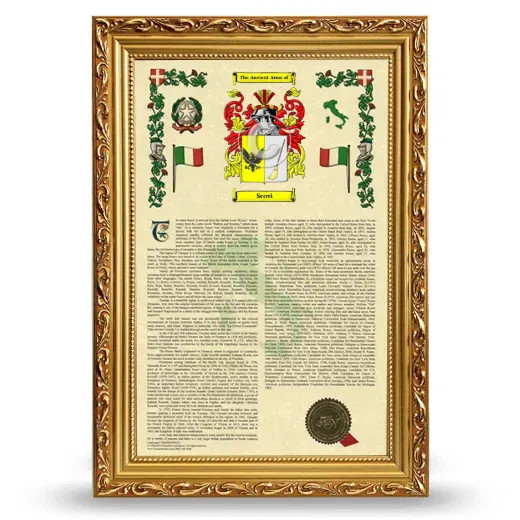 Scovi Armorial History Framed - Gold