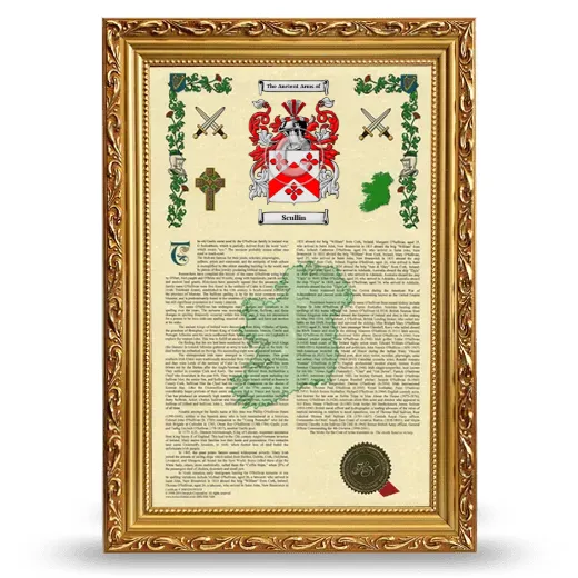 Scullin Armorial History Framed - Gold