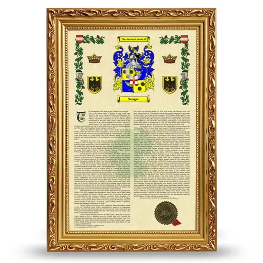 Seager Armorial History Framed - Gold