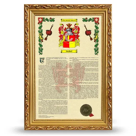 Seedorf Armorial History Framed - Gold