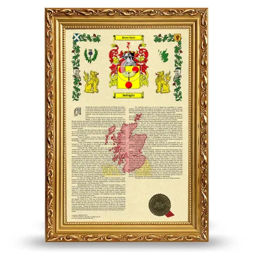 Sefright Armorial History Framed - Gold