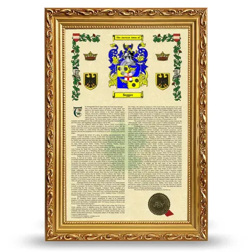 Segger Armorial History Framed - Gold