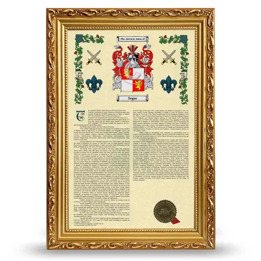 Segur Armorial History Framed - Gold