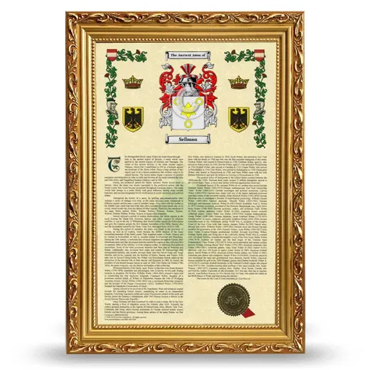 Sellman Armorial History Framed - Gold