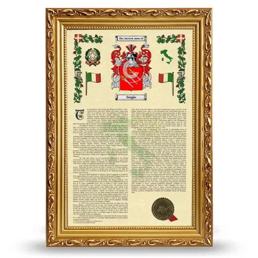 Sergio Armorial History Framed - Gold