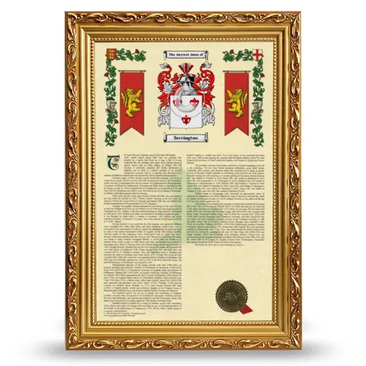 Servington Armorial History Framed - Gold