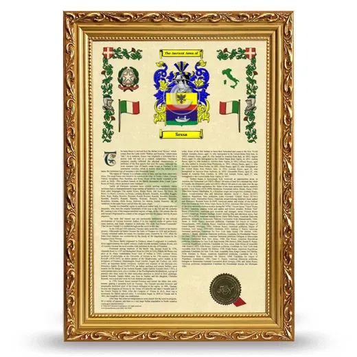 Sessa Armorial History Framed - Gold