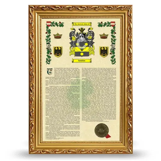 Seutter Armorial History Framed - Gold