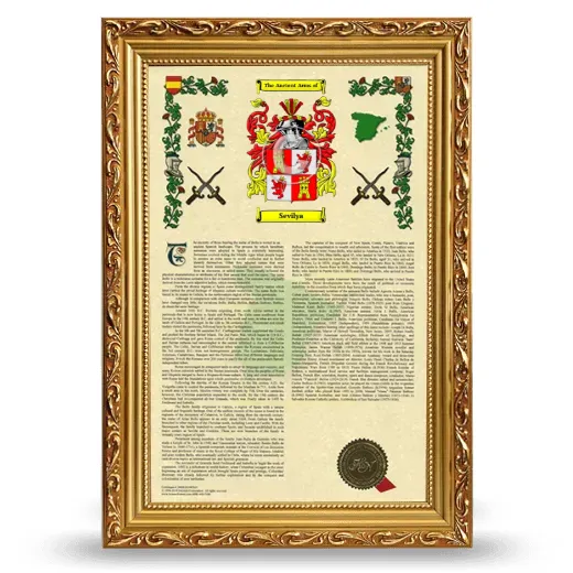 Sevilya Armorial History Framed - Gold