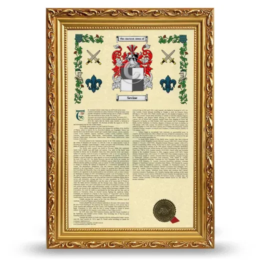 Sevine Armorial History Framed - Gold