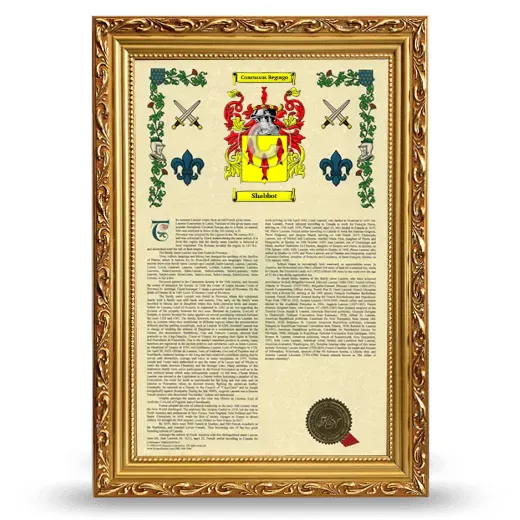 Shabbot Armorial History Framed - Gold