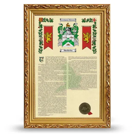 Shackerley Armorial History Framed - Gold